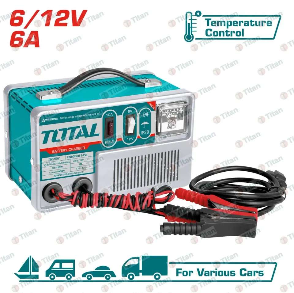 TBC1501 Зарядное устройство для аккумуляторов 6/12В; 6А; 40-90Ач, TOTAL