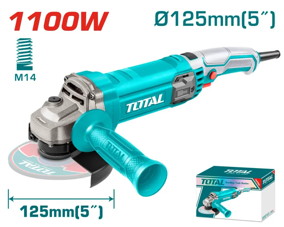 Угловая шлифовальная машина (болгарка) мощность 1100W, 125 мм TOTAL TG11012556