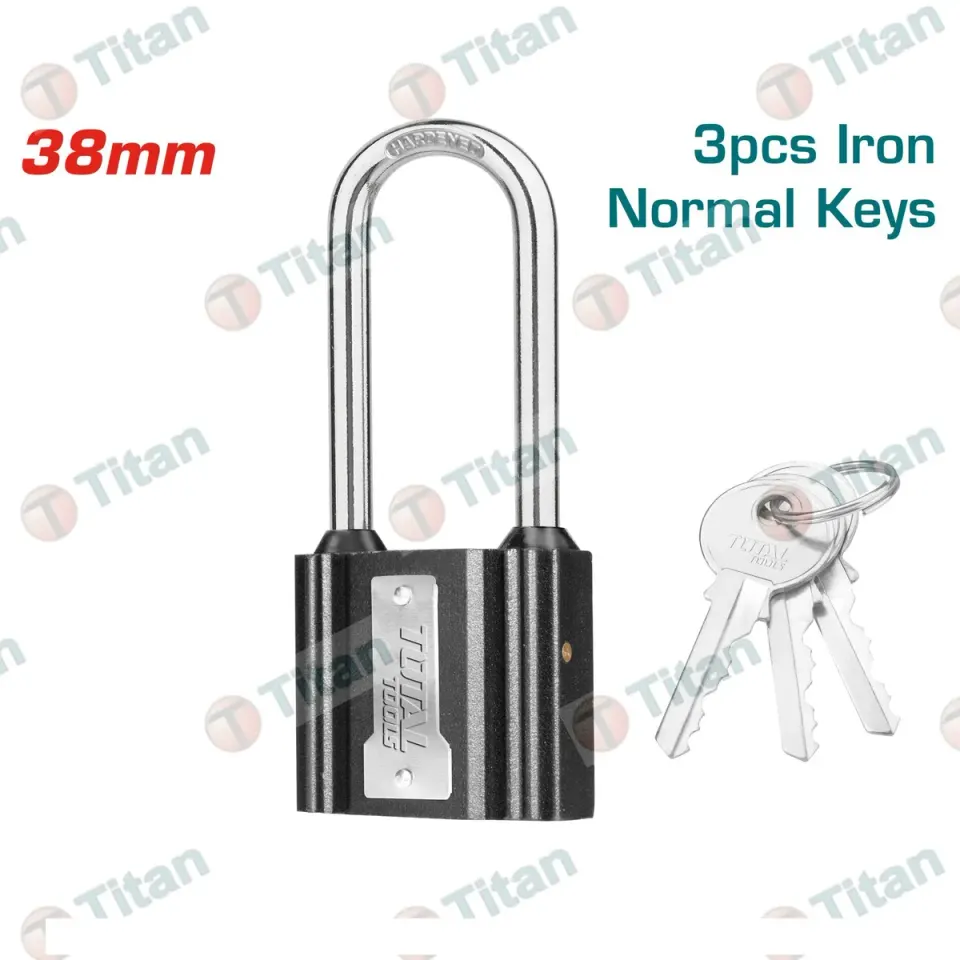 Замок навесной с длинной дужкой 38mm, 3 ключа TOTAL TLK31381L
