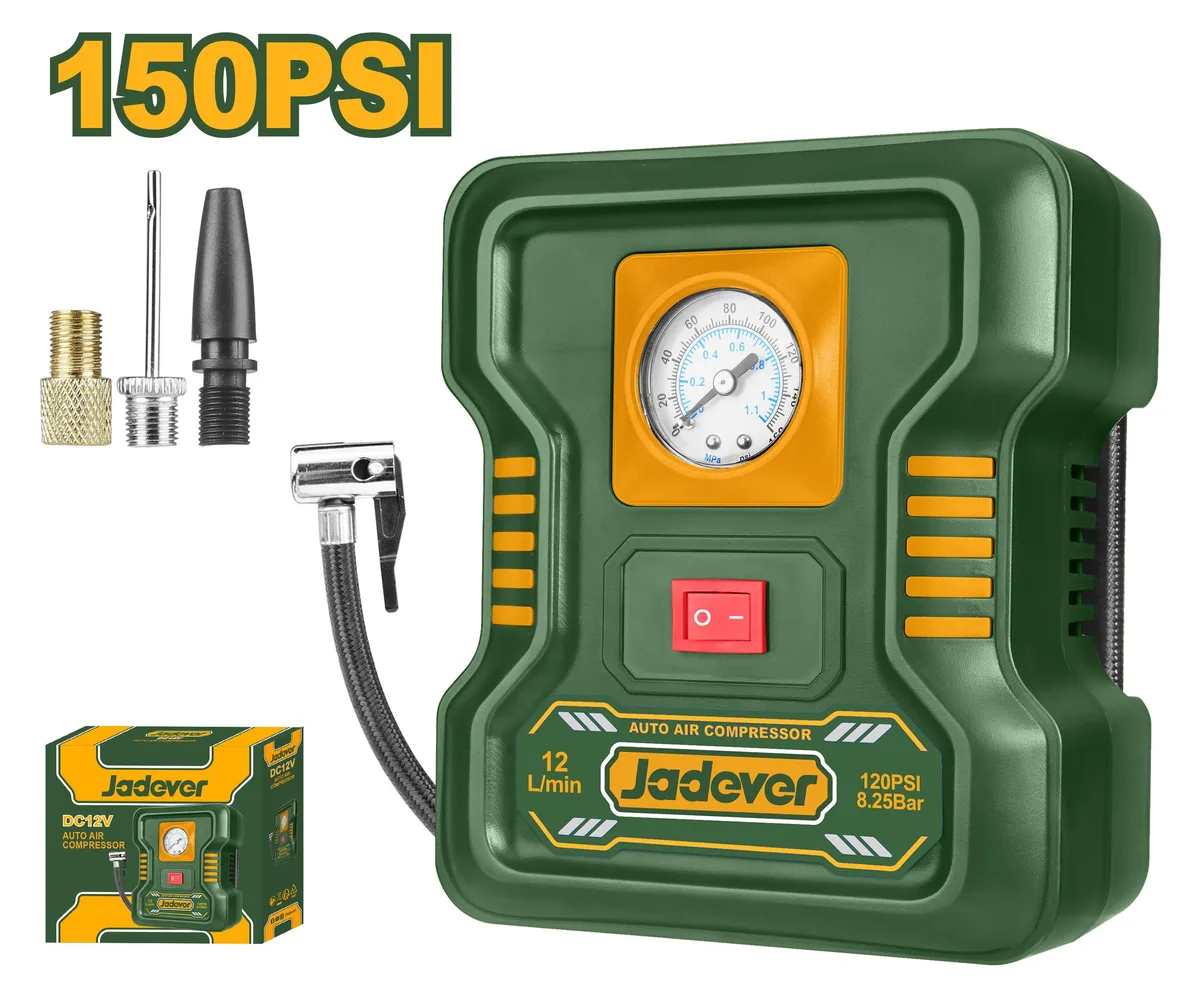 Компрессор автомобильный 12V, давление 8бар, 12 л/мин с аксессуарами JADEVER