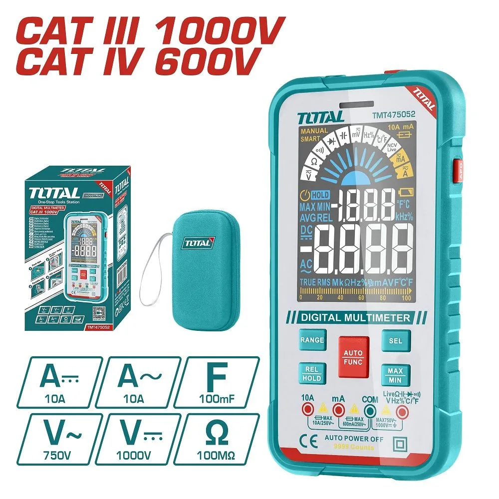 Мультиметр цифровой (напряжение, сопротивление, ток) TOTAL TMT475052