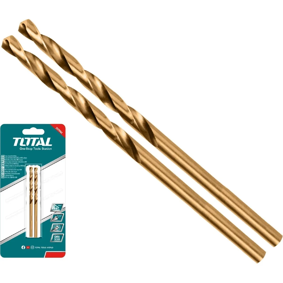 Сверло по металлу 2.5м, сталь M35 HSS-CO (набор 2 шт) TOTAL TAC11202501