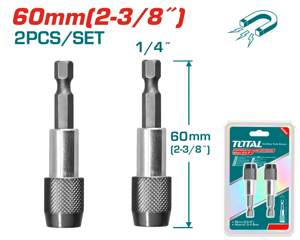 Держатель для бит 2шт 60мм TOTAL TAC462601