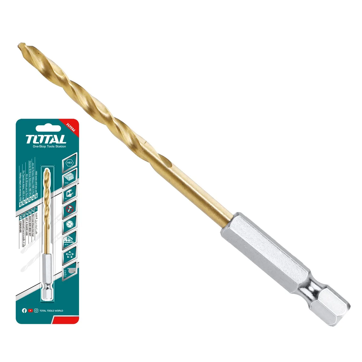 Сверло по металлу 3,5 мм., HSS, шестигранный хвостовик 1/4 TOTAL TAC1140351