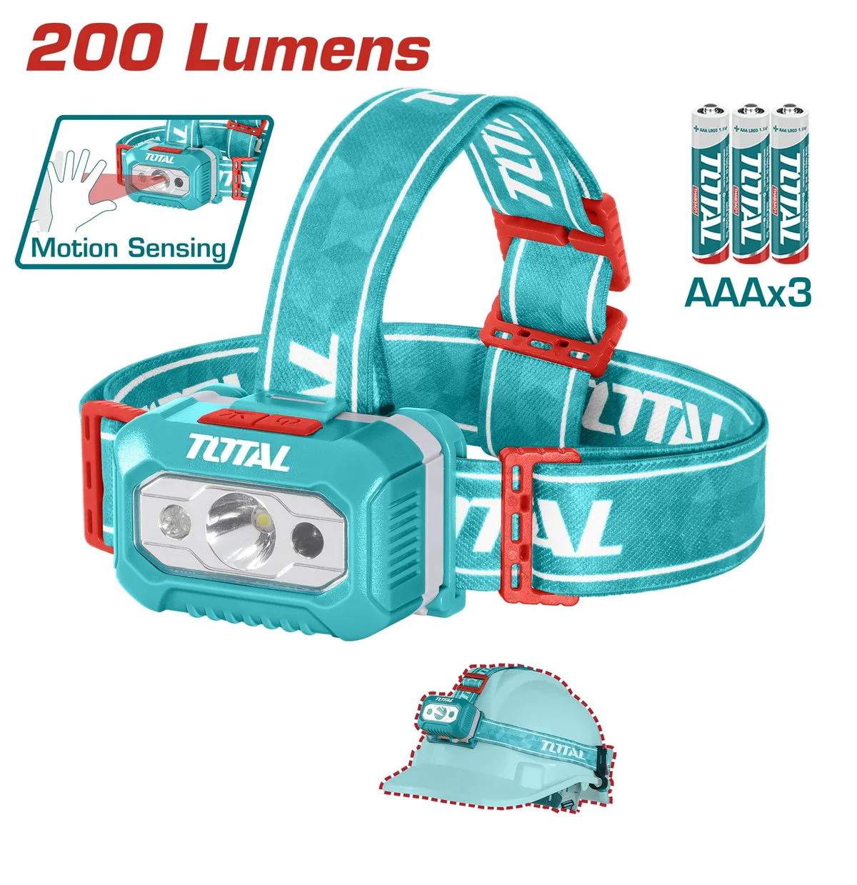 THL013AAA6 Налобный светодиодный фонарь, макс: 200/100 люмен, TOTAL