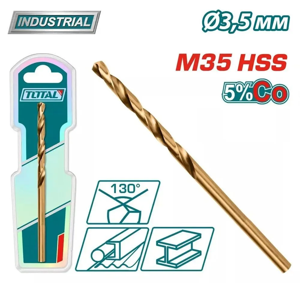 Сверло по металлу 3.5мм, сталь M35 HSS-CO TOTAL TAC11203501
