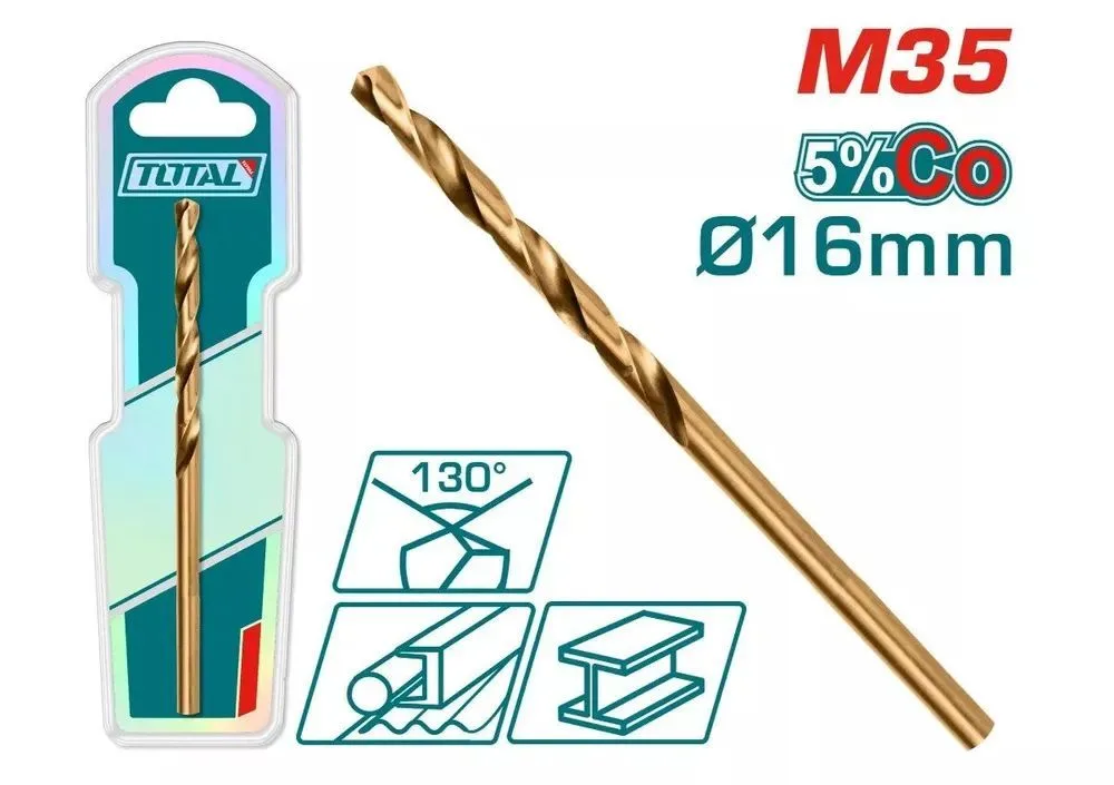 Сверло по металлу 16.0мм, сталь M35 HSS-CO TOTAL TAC11216001