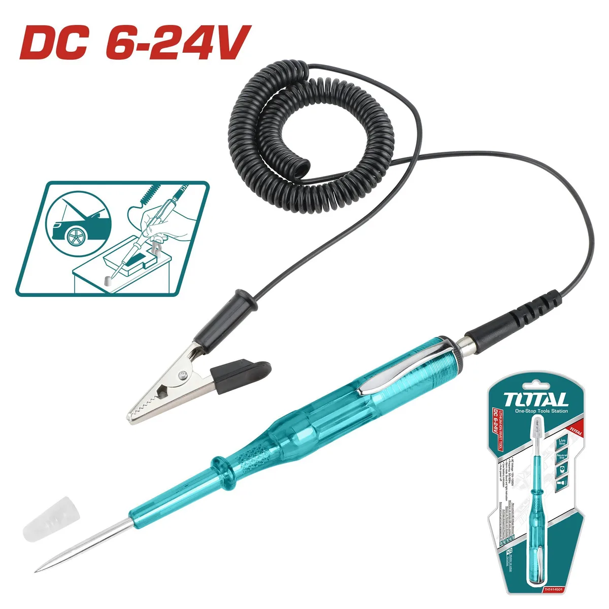 THT414501 Тестер-пробник автомобильный 6-12-24 В TOTAL THT414501