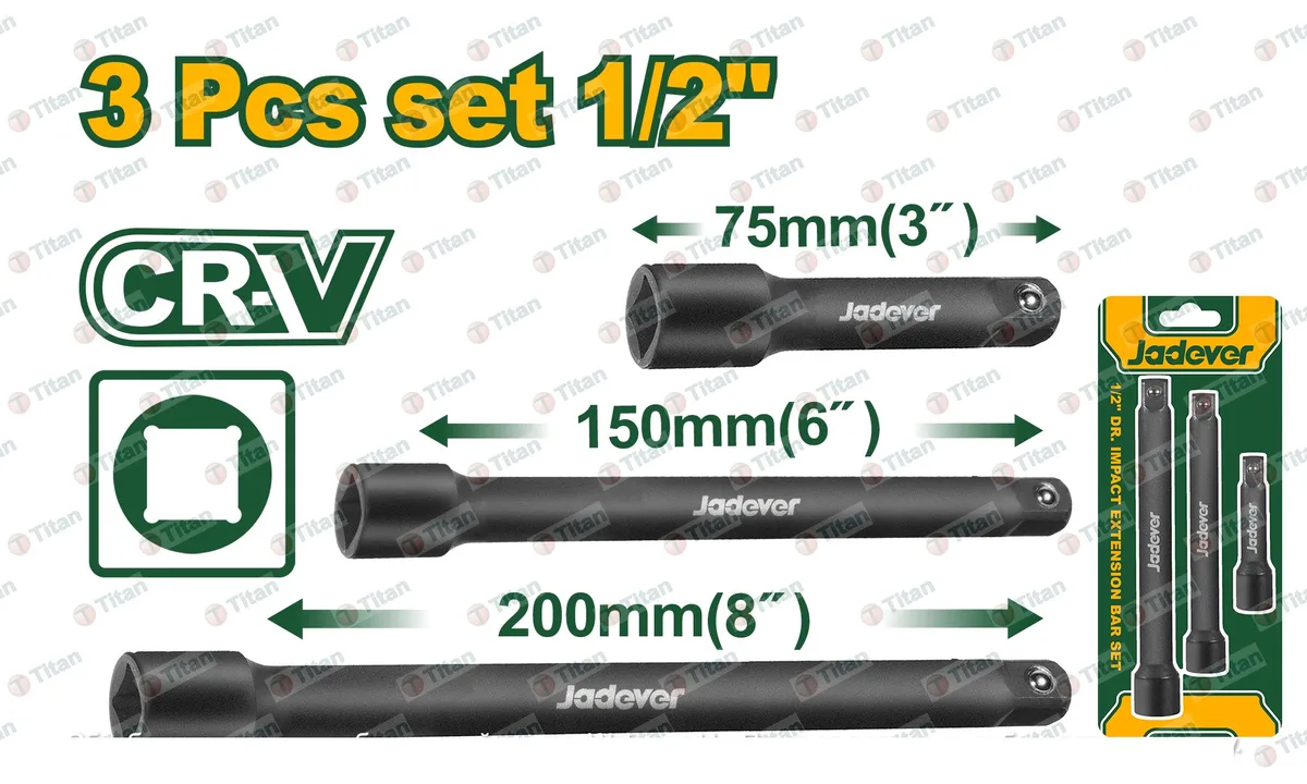 JDMS7403 Набор ударных удлинителей для воротка 1/2", 3 шт. JADEVER