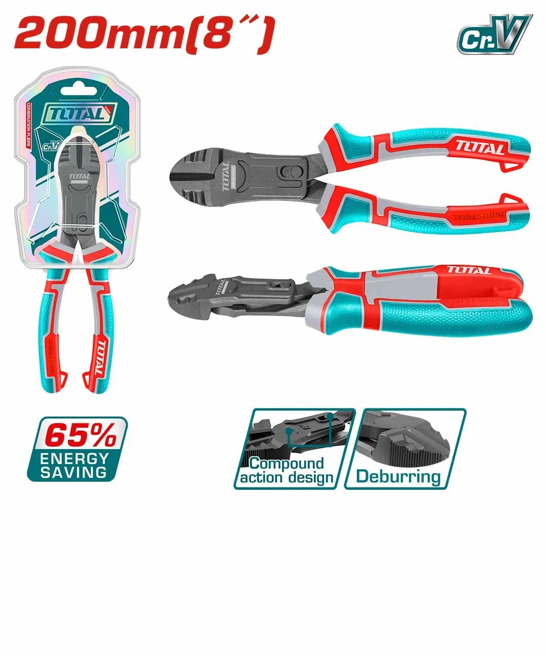 THTC530806 Кусачки боковые сложного действия 8"/200mm, Cr-V TOTAL