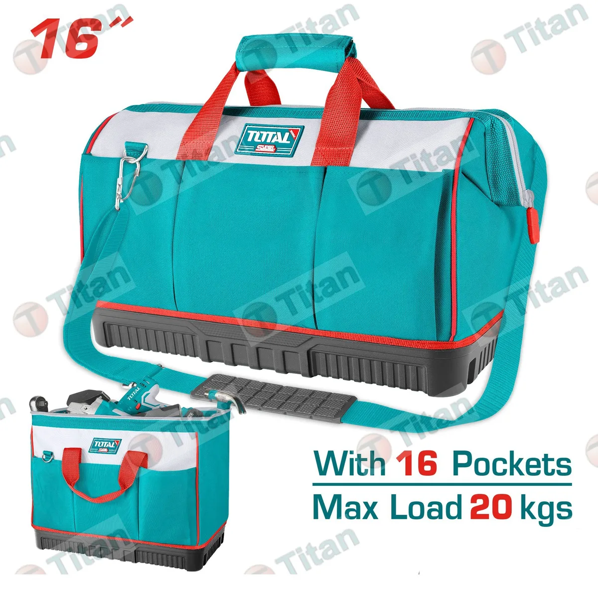 Сумка для инструмента 16", макс 20кг, 16 карманов TOTAL THT16163