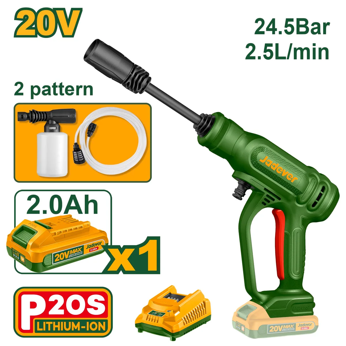 Аккумуляторная мойка высокого давления JADEVER JDQX01203