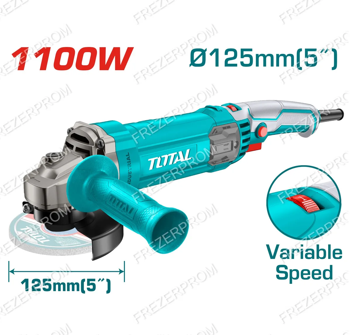 TG110125565 Угловая шлифовальная машина (болгарка) мощность 1100W, диаметр круга: 125 мм TOTAL