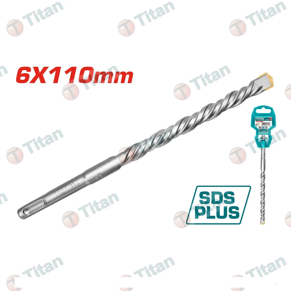 Сверло ударное по бетону, бур 6 X 110mm,SDS plus TOTAL TAC310601