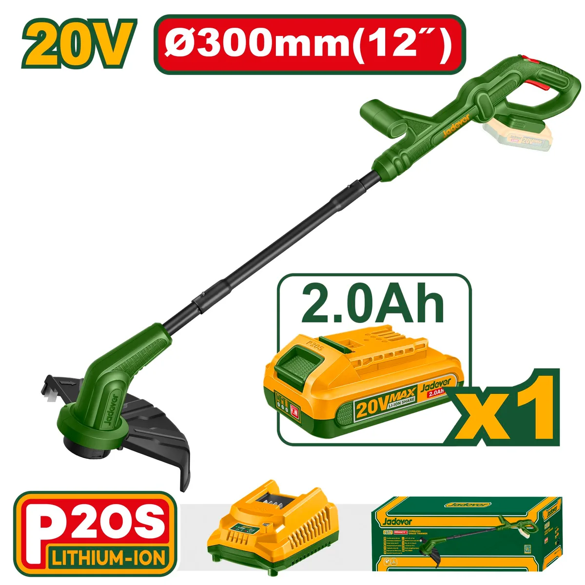Аккумуляторный триммер для травы Li-Ion 20V JADEVER JDGTP535