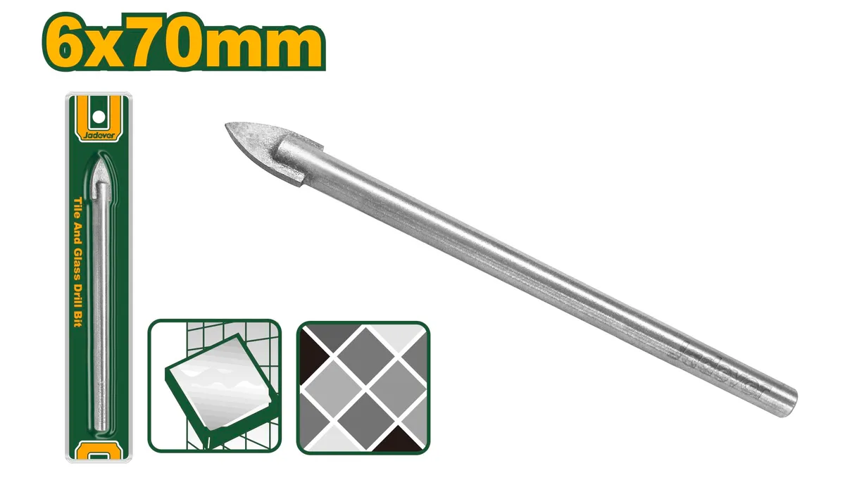 Сверло для стекла и плитки, 6x76 мм Jadever JDLZ1K05